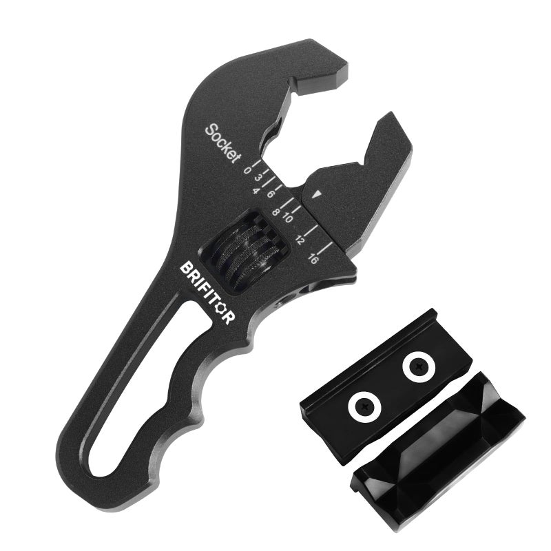 BRIFITOR AN Fittings Wrench 3AN-16AN Adjustable Aluminum Hose Fitting Wrench  Black (With 4"" Vise Jaws Pads) - Image 1
